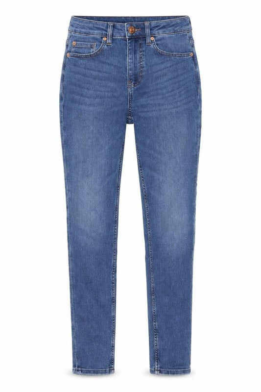 Marks & Spencer Womens Blue Cotton Skinny Jeans Size 8 L29 in Regular Button
