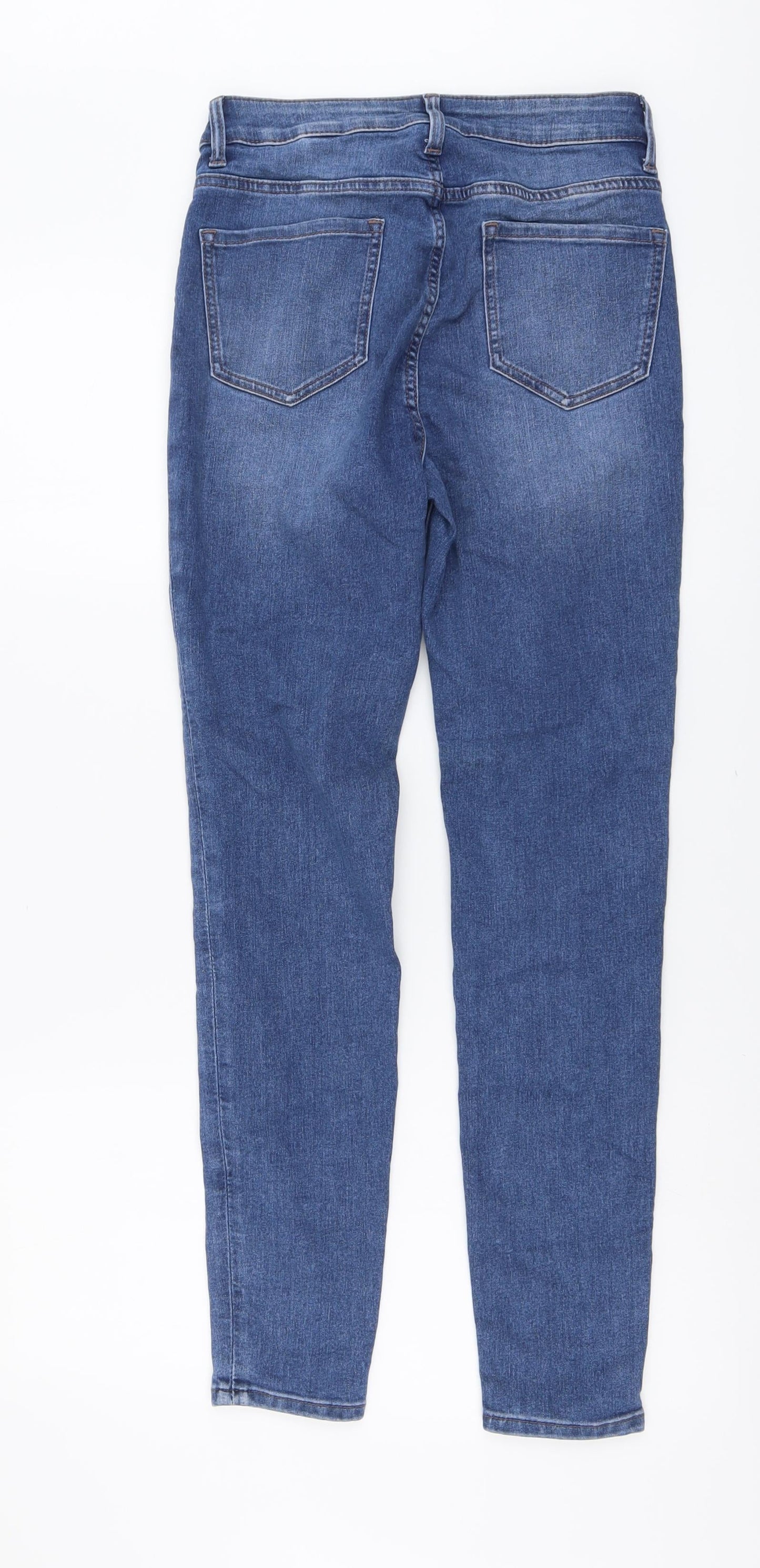 Marks and Spencer Womens Blue Cotton Skinny Jeans Size 8 L29 in Regular Button