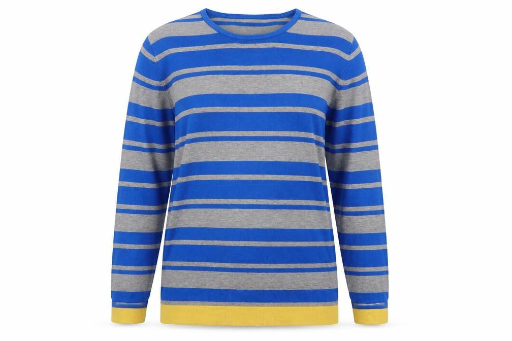 //Text.. Womens Multicoloured Scoop Neck Striped Viscose Pullover Jumper Size M