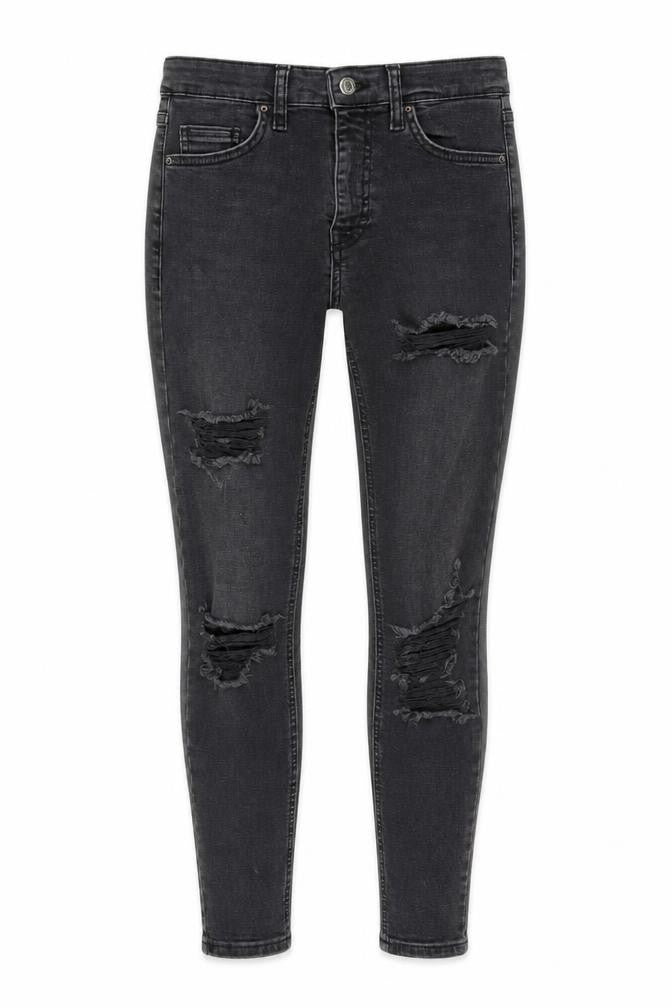 Topshop Womens Grey Cotton Skinny Jeans Size 24 in L25 in Regular Button