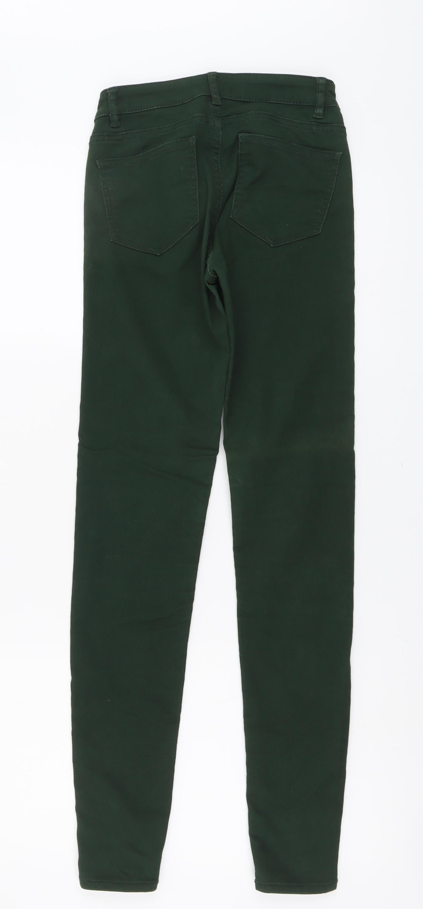 H&M Womens Green Cotton Skinny Jeans Size 4 L29 in Regular Button