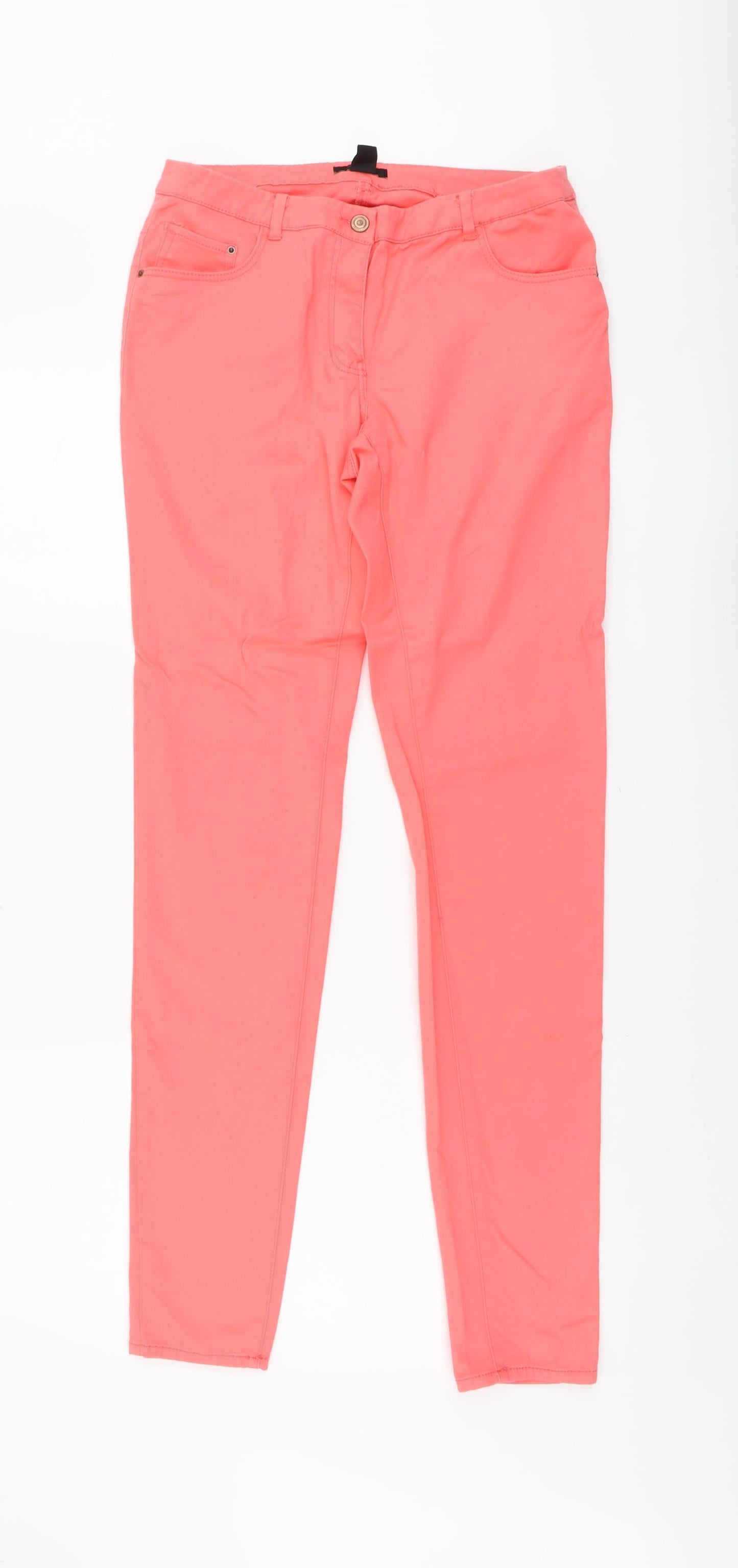H&M Womens Pink Cotton Skinny Jeans Size 10 L32 in Regular Button