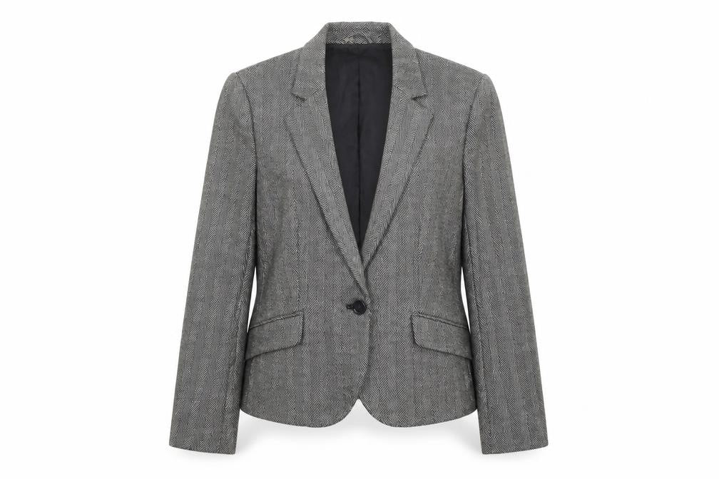 Mango Womens Grey Polyester Jacket Blazer Size 10