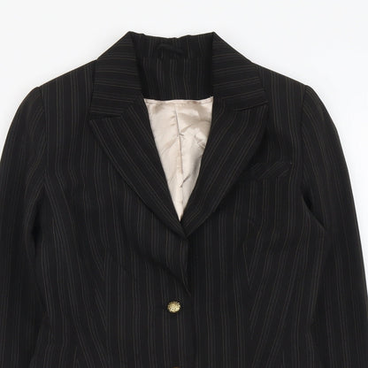 New Look Womens Brown Striped Polyester Jacket Blazer Size 10