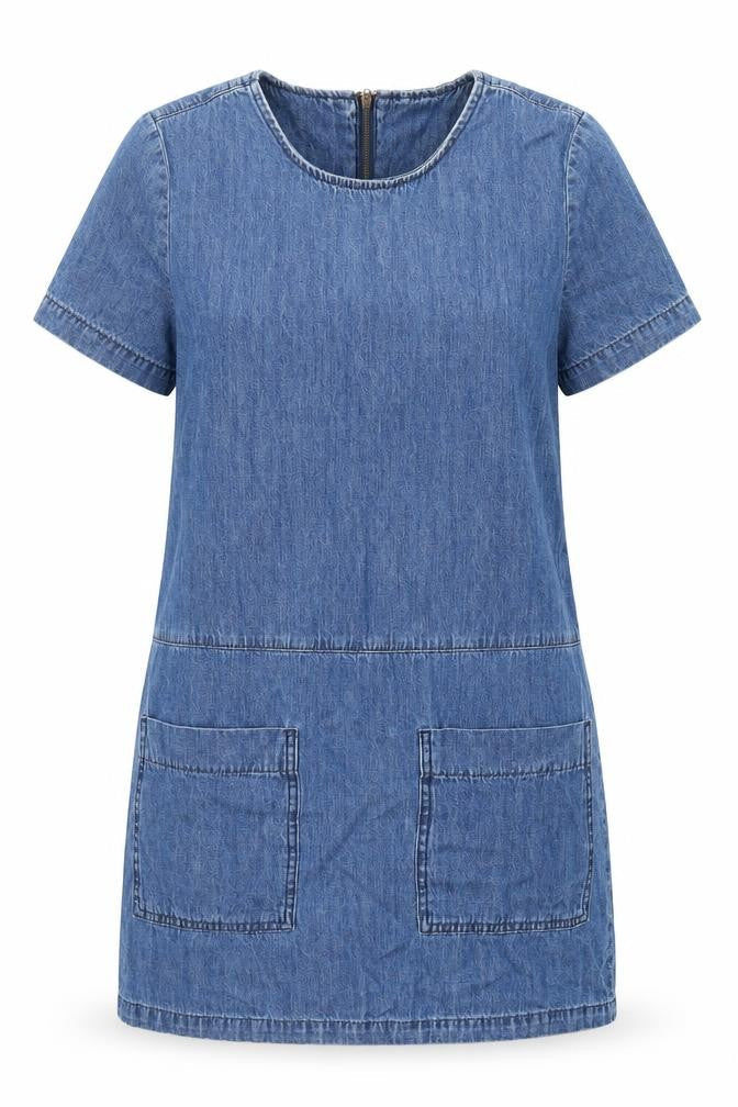 FOREVER 21 Womens Blue Cotton A-Line Size S Round Neck Zip