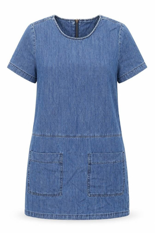 FOREVER 21 Womens Blue Cotton A-Line Size S Round Neck Zip