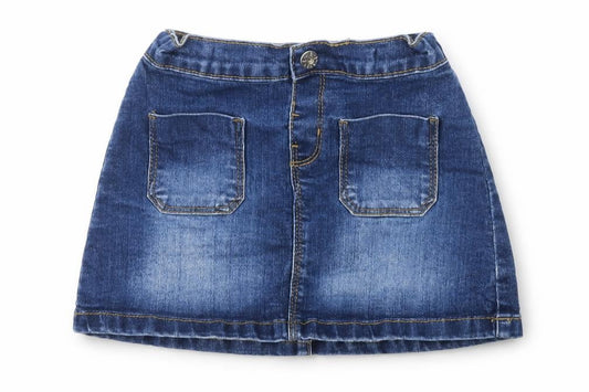 Denim 365 Girls Blue Cotton Mini Skirt Size 3-4 Years Regular Button