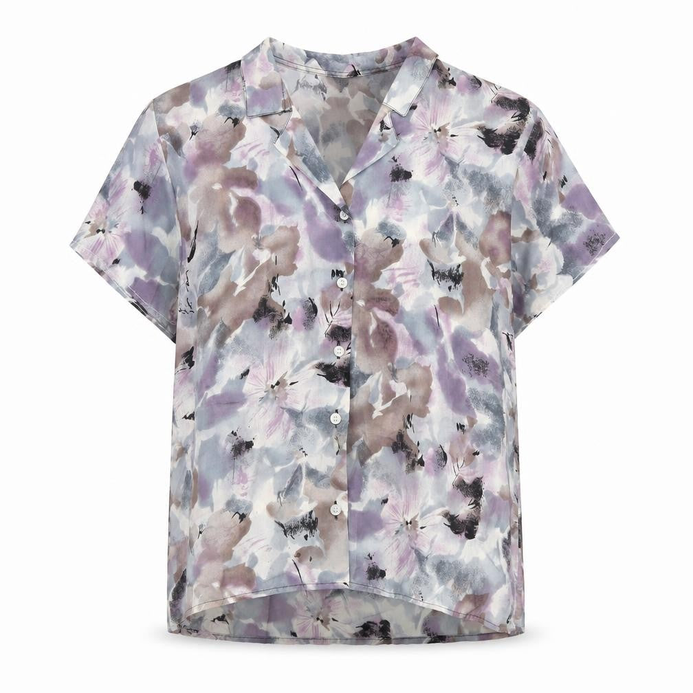 SETA Womens Grey Geometric Polyester Basic Button-Up Size 18 Collared