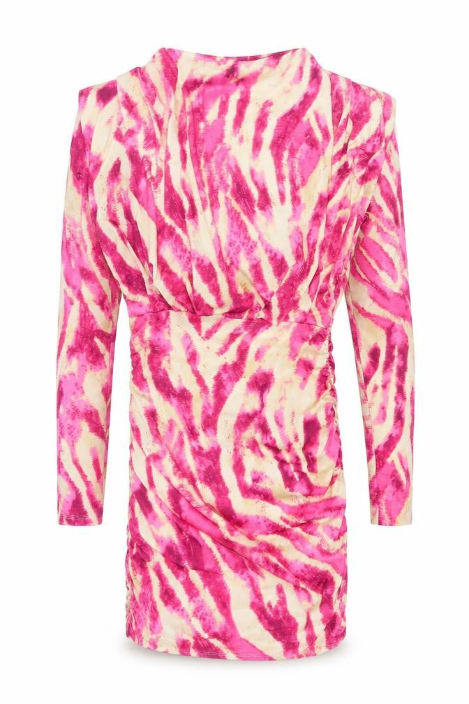 Preworn Womens Pink Animal Print Polyester Bodycon One Size Round Neck Pullover - Tiger Pattern