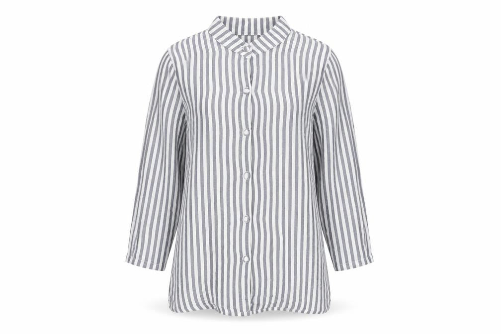 Ivy Bank Womens White Striped Polyester Basic Button-Up Size S Collared