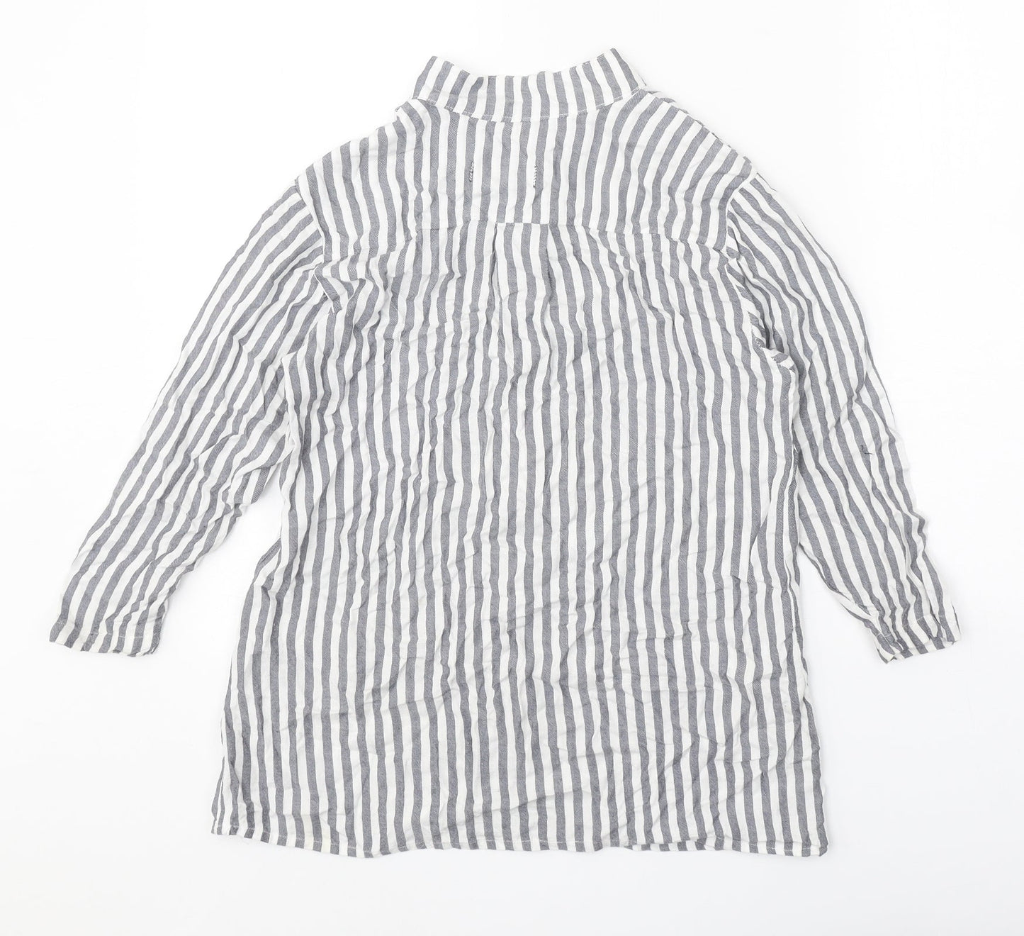 Ivy Bank Womens White Striped Polyester Basic Button-Up Size S Collared