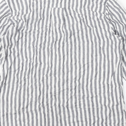 Ivy Bank Womens White Striped Polyester Basic Button-Up Size S Collared