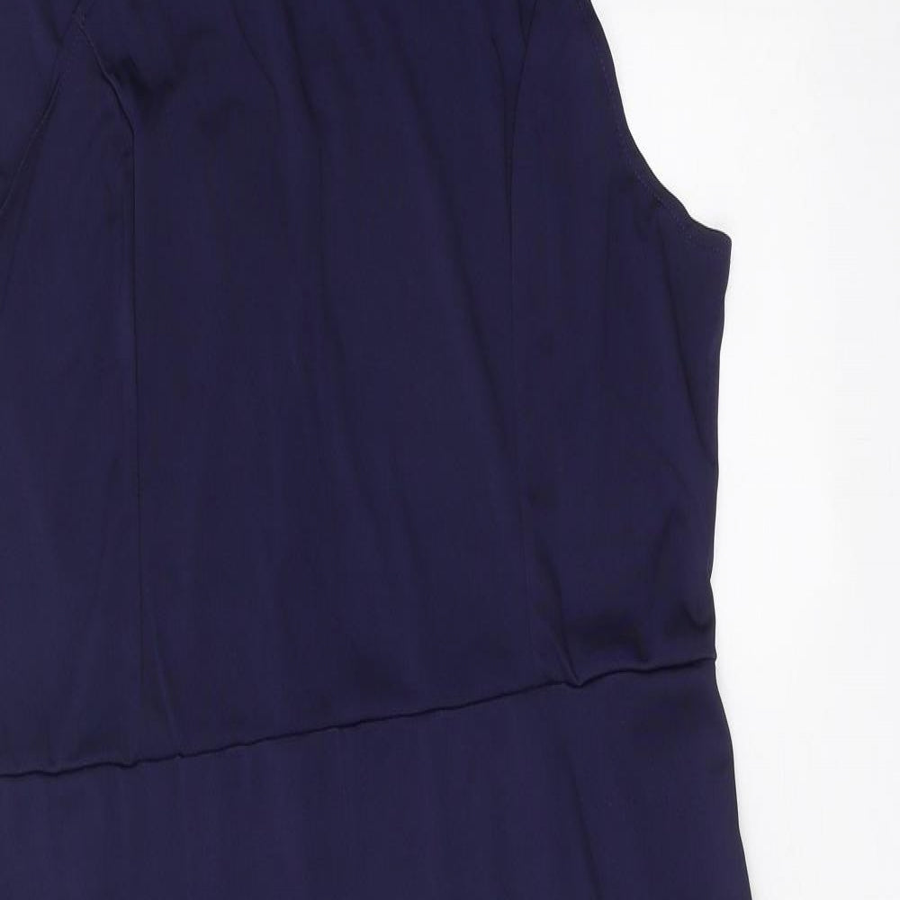 Preworn Womens Blue Polyester A-Line One Size Round Neck Zip