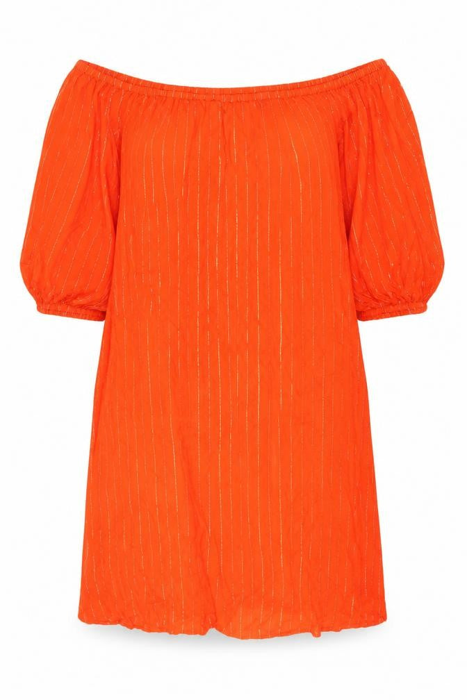 H&M Womens Orange Striped Polyester A-Line Size 10 Boat Neck Pullover