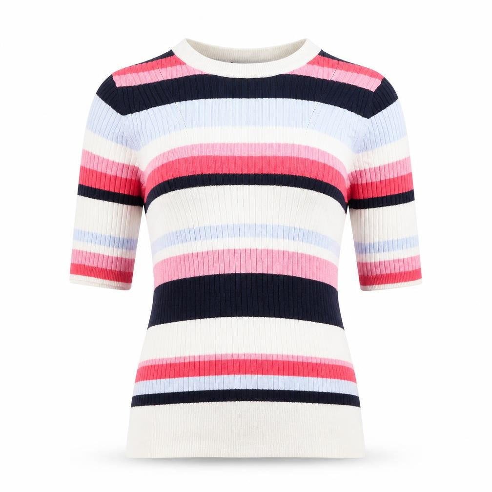 Marks & Spencer Womens Multicoloured Round Neck Striped Viscose Pullover Jumper Size 10
