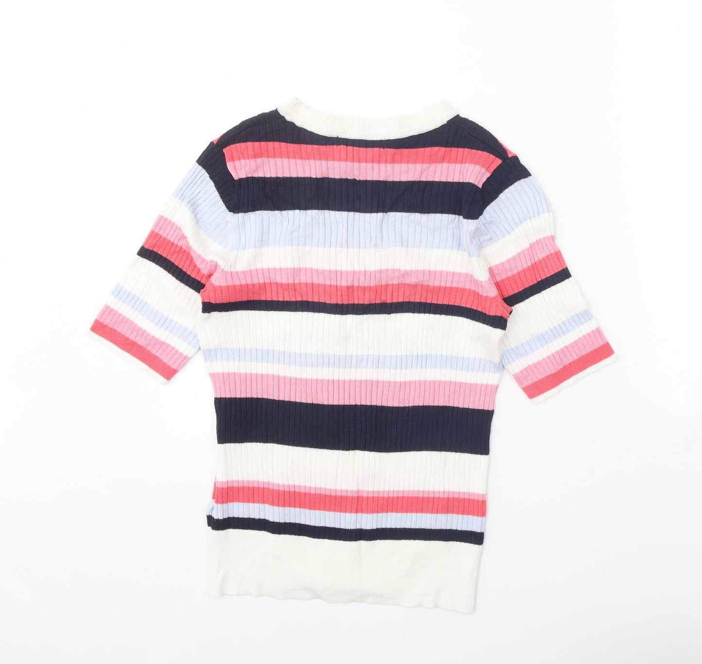 Marks and Spencer Womens Multicoloured Round Neck Striped Viscose Pullover Jumper Size 10