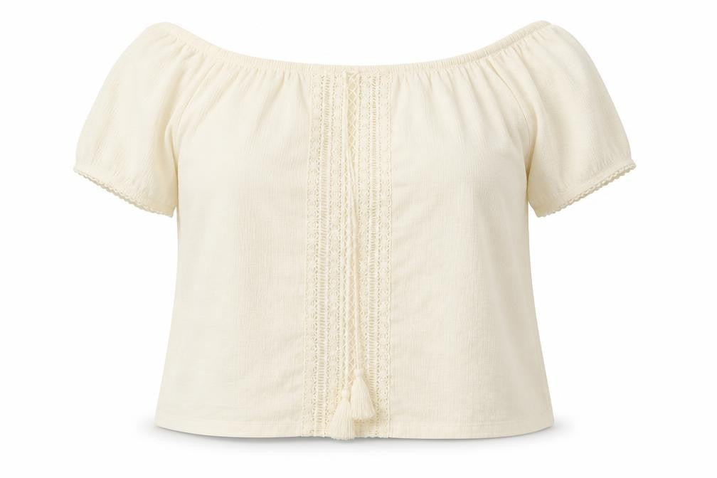 Divided Womens Ivory Polyester Basic Blouse Size M Off the Shoulder