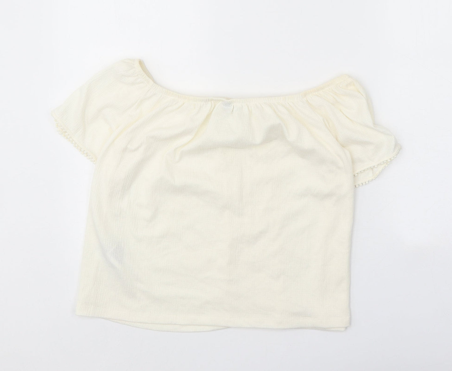 Divided Womens Ivory Polyester Basic Blouse Size M Off the Shoulder