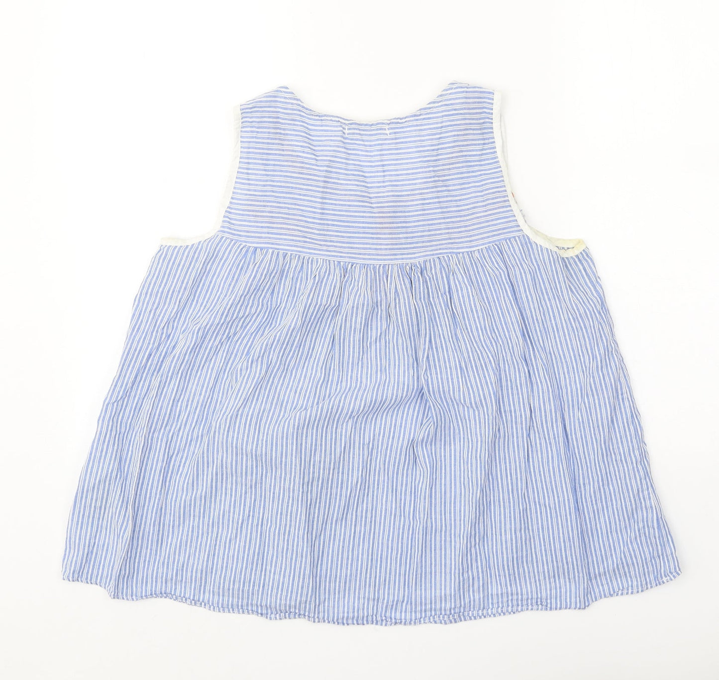 V Code Womens Blue Striped 100% Cotton Basic Tank Size S Scoop Neck