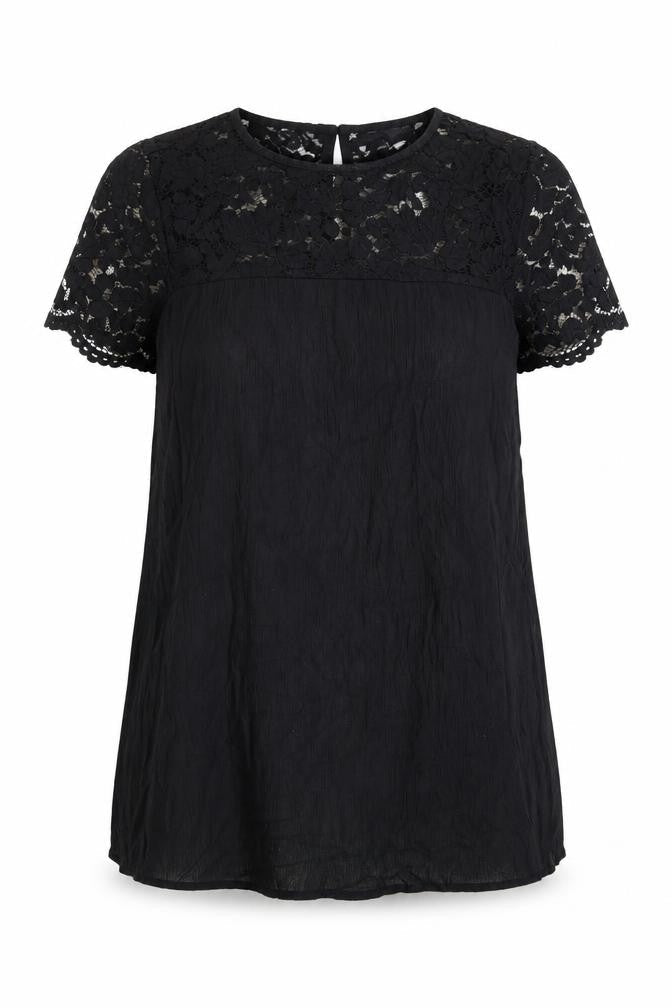 H&M Womens Black Viscose A-Line Size 10 Round Neck Button