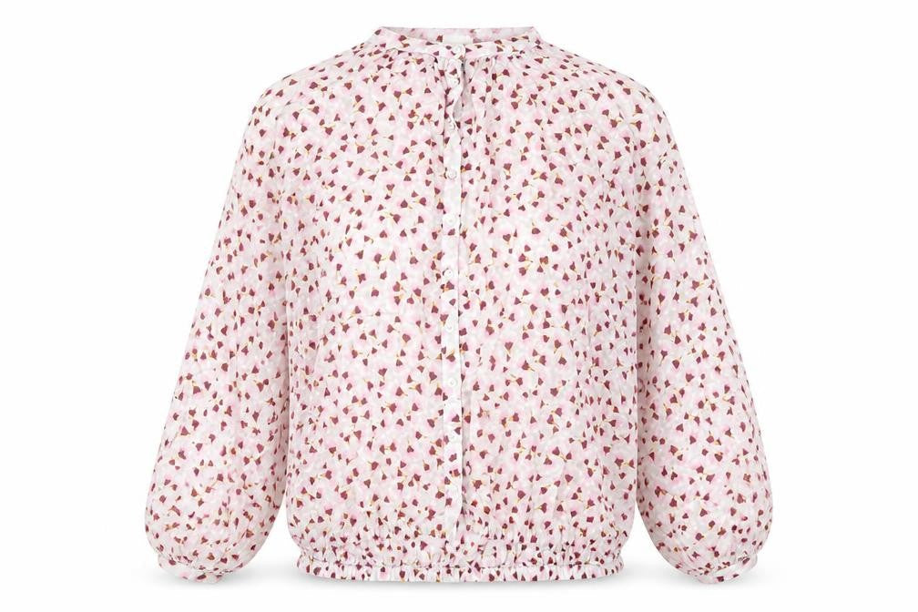 H&M Womens Pink Floral Lyocell Basic Button-Up Size 6 Round Neck
