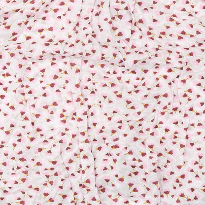 H&M Womens Pink Floral Lyocell Basic Button-Up Size 6 Round Neck
