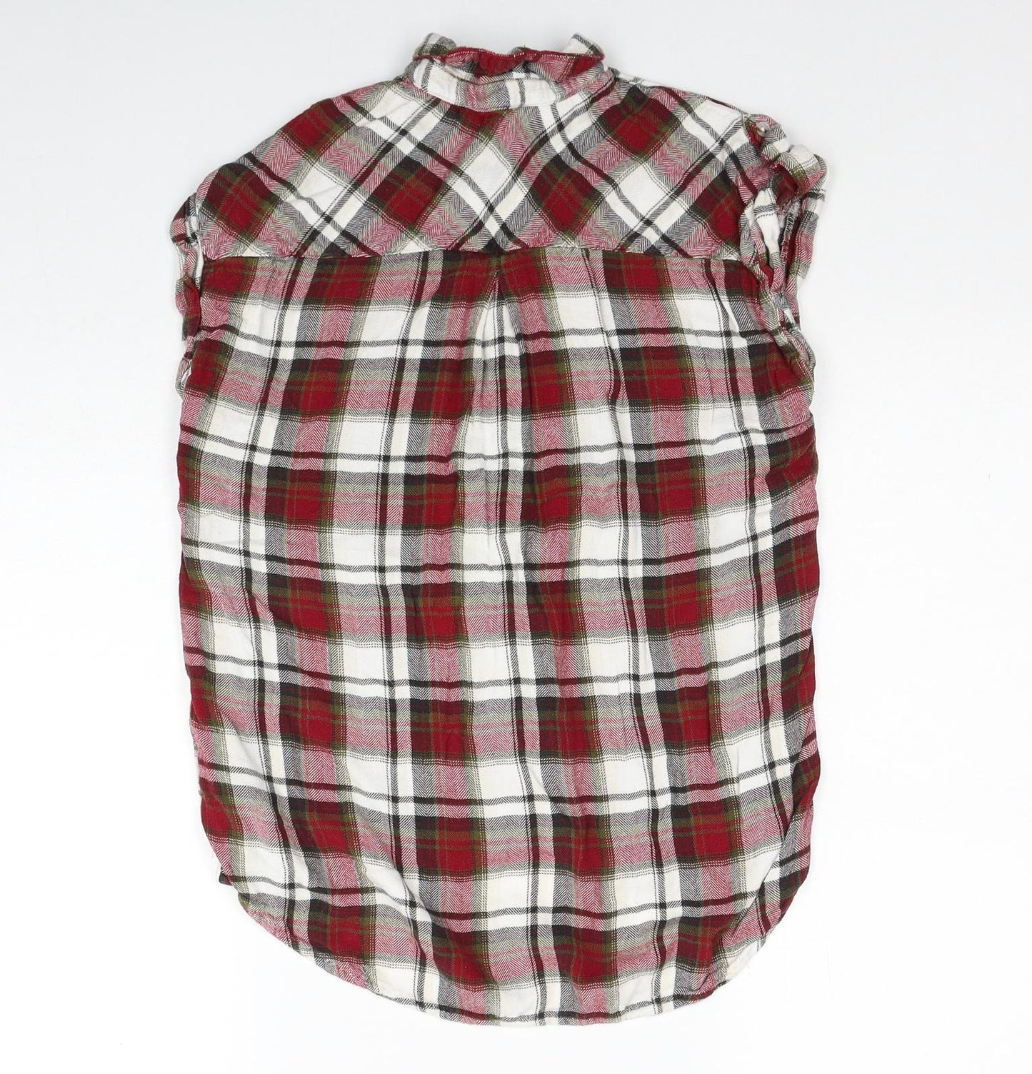 NEXT Womens Red Plaid Viscose Basic Button-Up Size 10 Collared