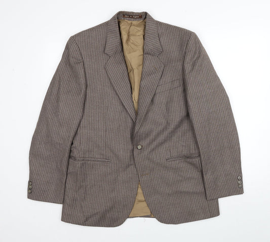 Burton Mens Brown Striped Wool Jacket Blazer Size 36 Regular