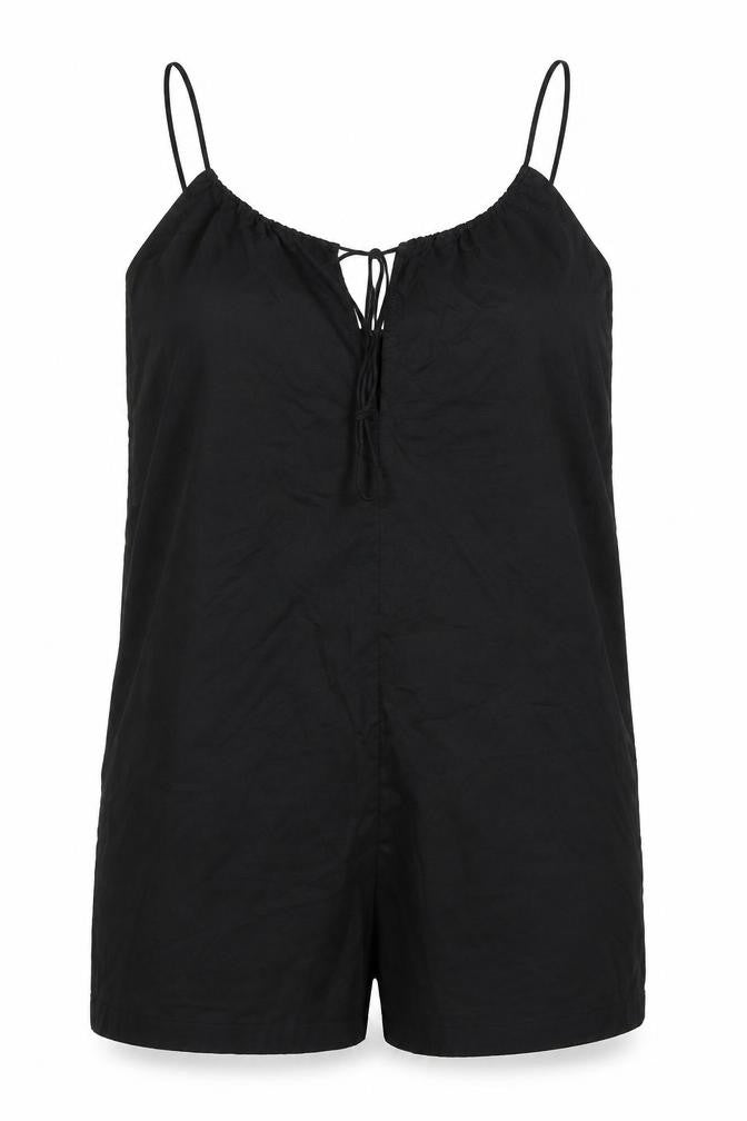 Zara Womens Black Cotton Playsuit One-Piece Size M Pullover