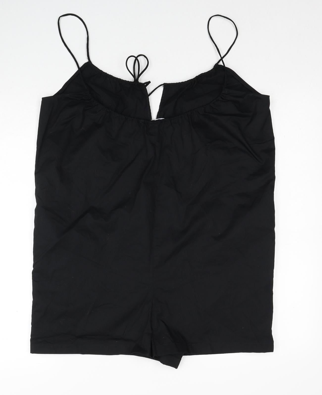 Zara Womens Black Cotton Playsuit One-Piece Size M Pullover