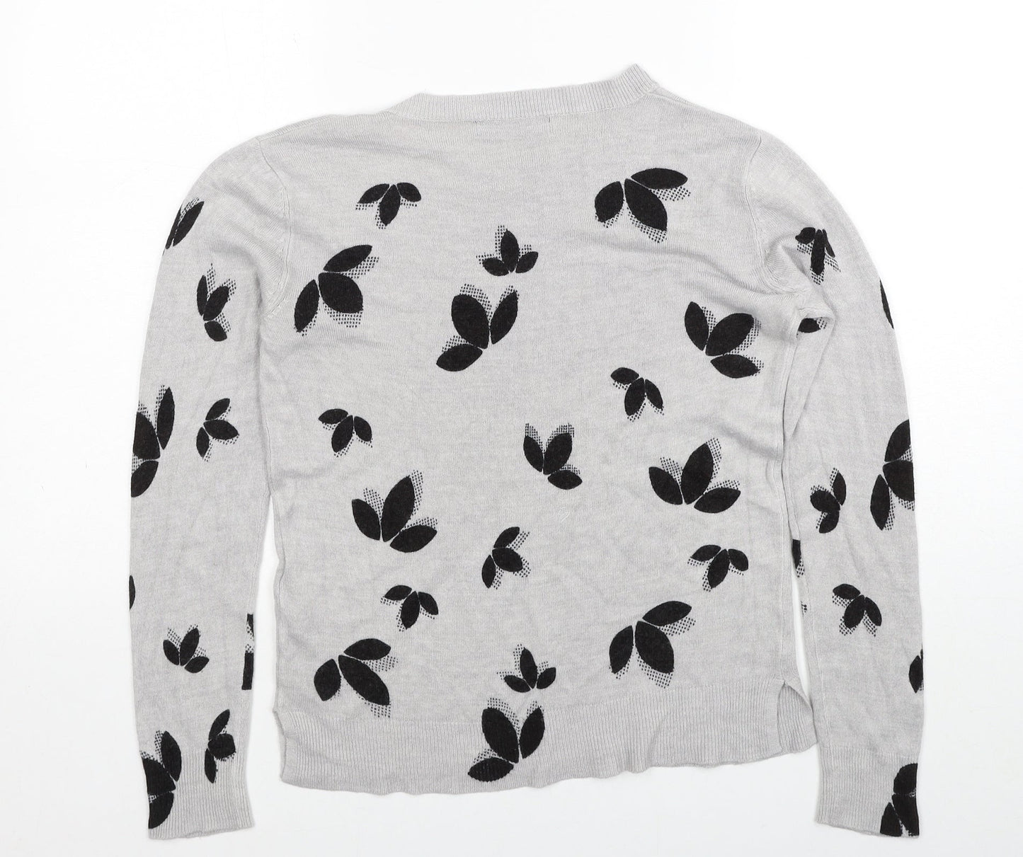Marks and Spencer Womens Grey Round Neck Geometric Acrylic Pullover Jumper Size 10