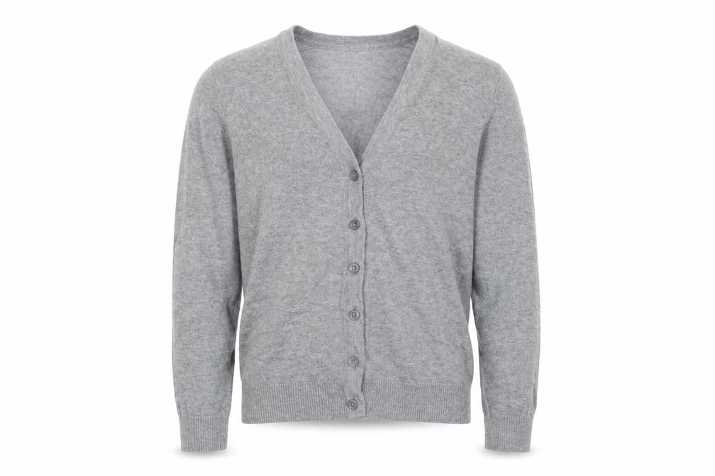 Debenhams Boys Grey V-Neck Cotton Cardigan Jumper Size 9-10 Years Button