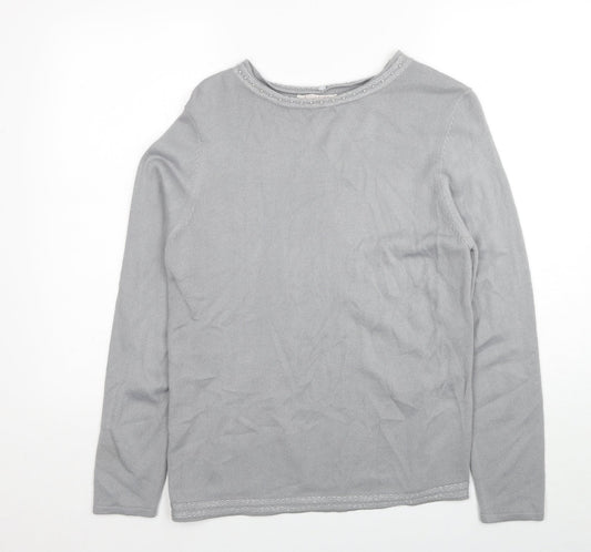 Anna Rose Womens Grey Round Neck Acrylic Pullover Jumper Size L