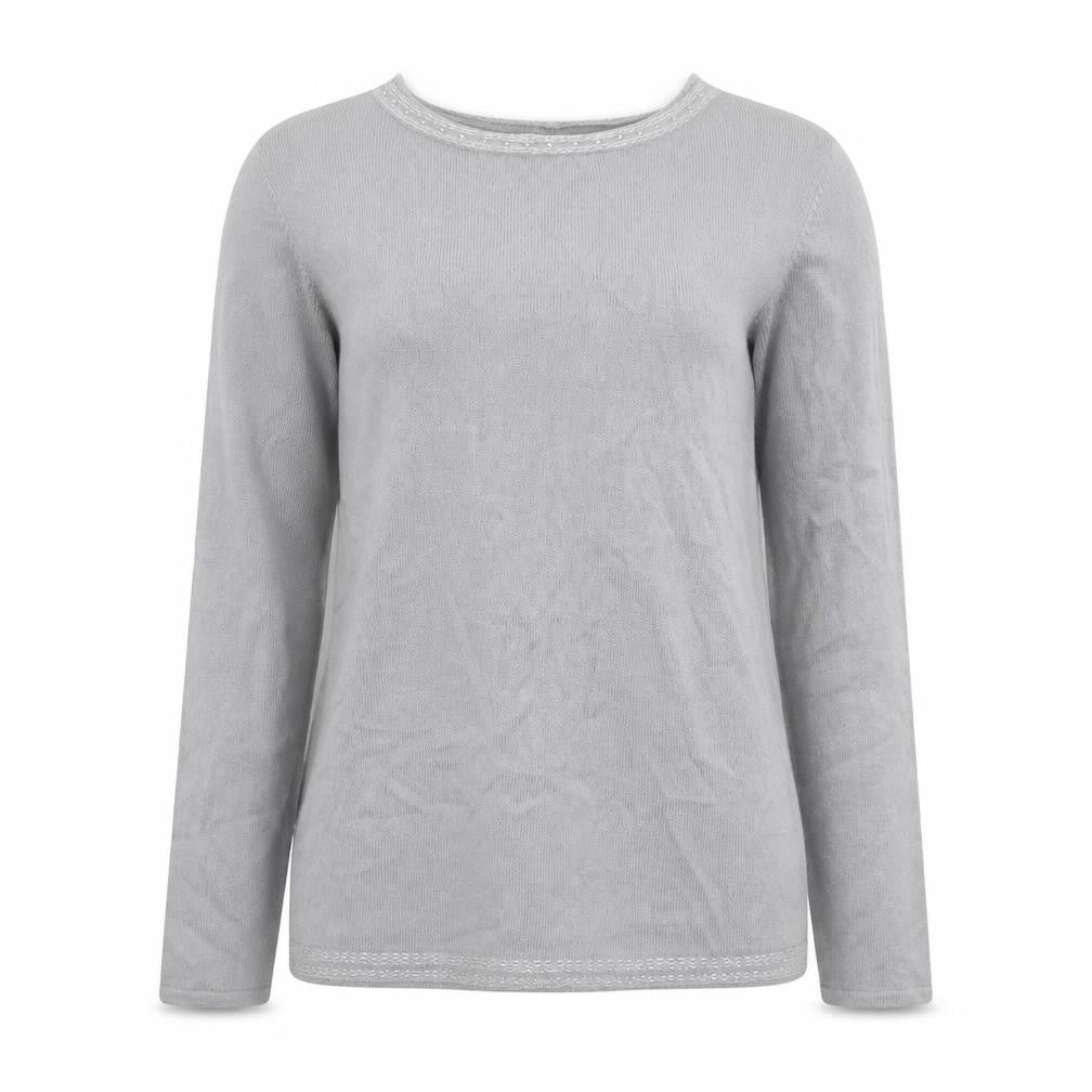 Anna Rose Womens Grey Round Neck Acrylic Pullover Jumper Size L