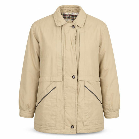 Berkertex Womens Beige Overcoat Coat Size 12 Zip - Size 10-12