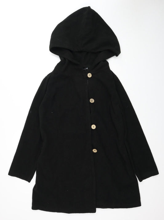 Celmia Womens Black Overcoat Coat Size L Button