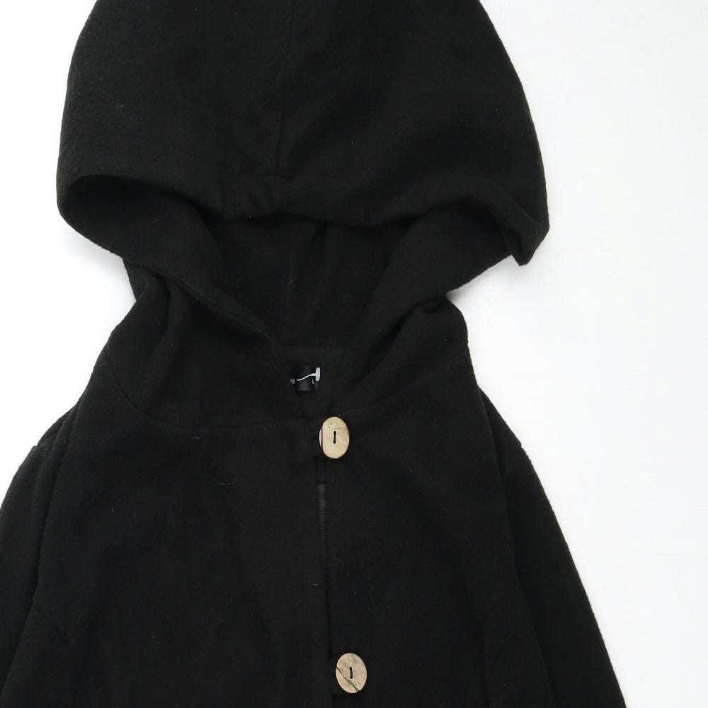 Celmia Womens Black Overcoat Coat Size L Button