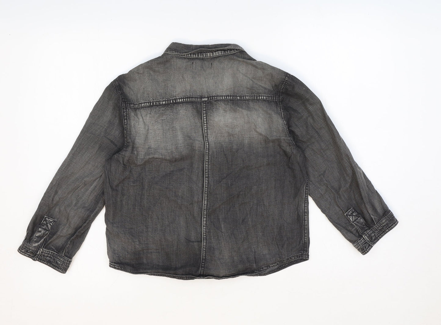 BDG Womens Grey Cotton Basic Button-Up Size S Collared