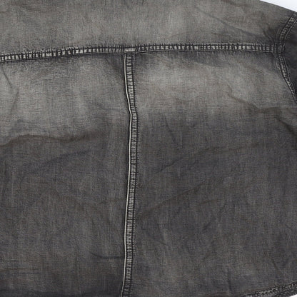 BDG Womens Grey Cotton Basic Button-Up Size S Collared