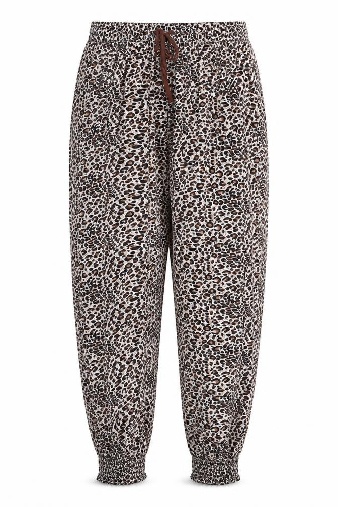 Wewa Womens Multicoloured Animal Print Polyester Trousers Size M Regular Drawstring - Leopard Pattern