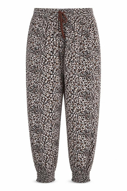 Wewa Womens Multicoloured Animal Print Polyester Trousers Size M Regular Drawstring - Leopard Pattern