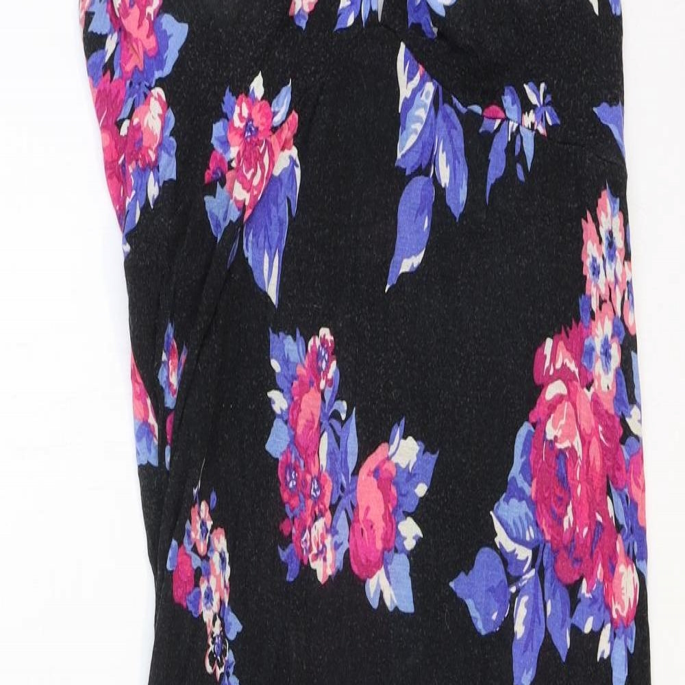 The Collection Womens Black Floral Viscose A-Line Size 10 Sweetheart Pullover
