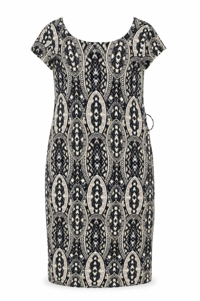 Wallis Womens Black Geometric Polyester A-Line Size M Round Neck Pullover