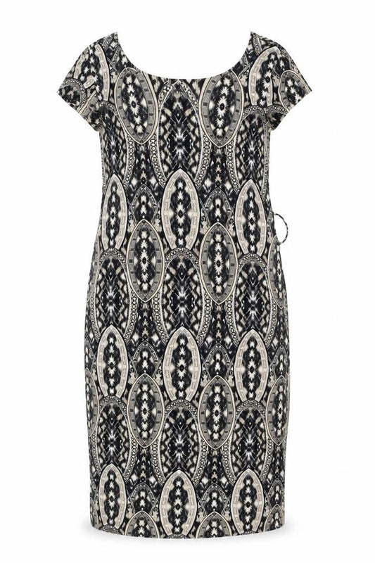 Wallis Womens Black Geometric Polyester A-Line Size M Round Neck Pullover