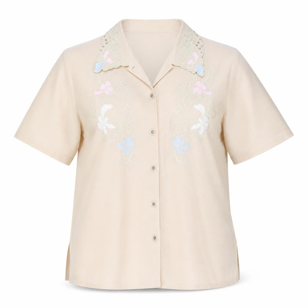 Clothes Contact Womens Ivory Polyester Basic Button-Up Size 12 Collared