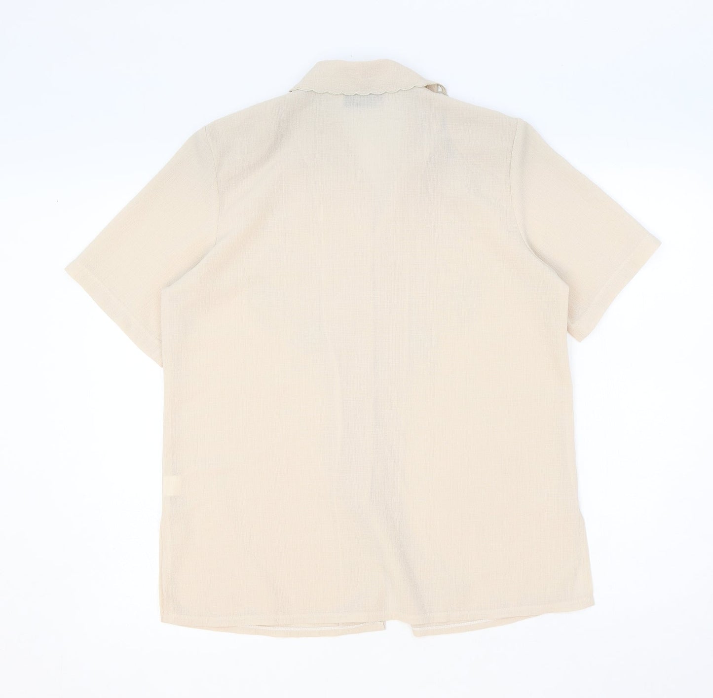 Clothes Contact Womens Ivory Polyester Basic Button-Up Size 12 Collared
