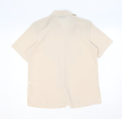 Clothes Contact Womens Ivory Polyester Basic Button-Up Size 12 Collared