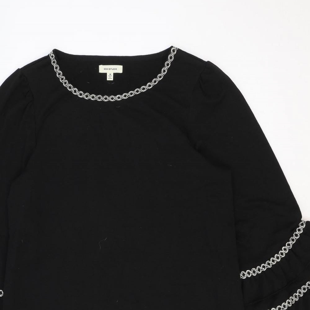 Max Studio Womens Black Viscose Shift Size M Round Neck Pullover