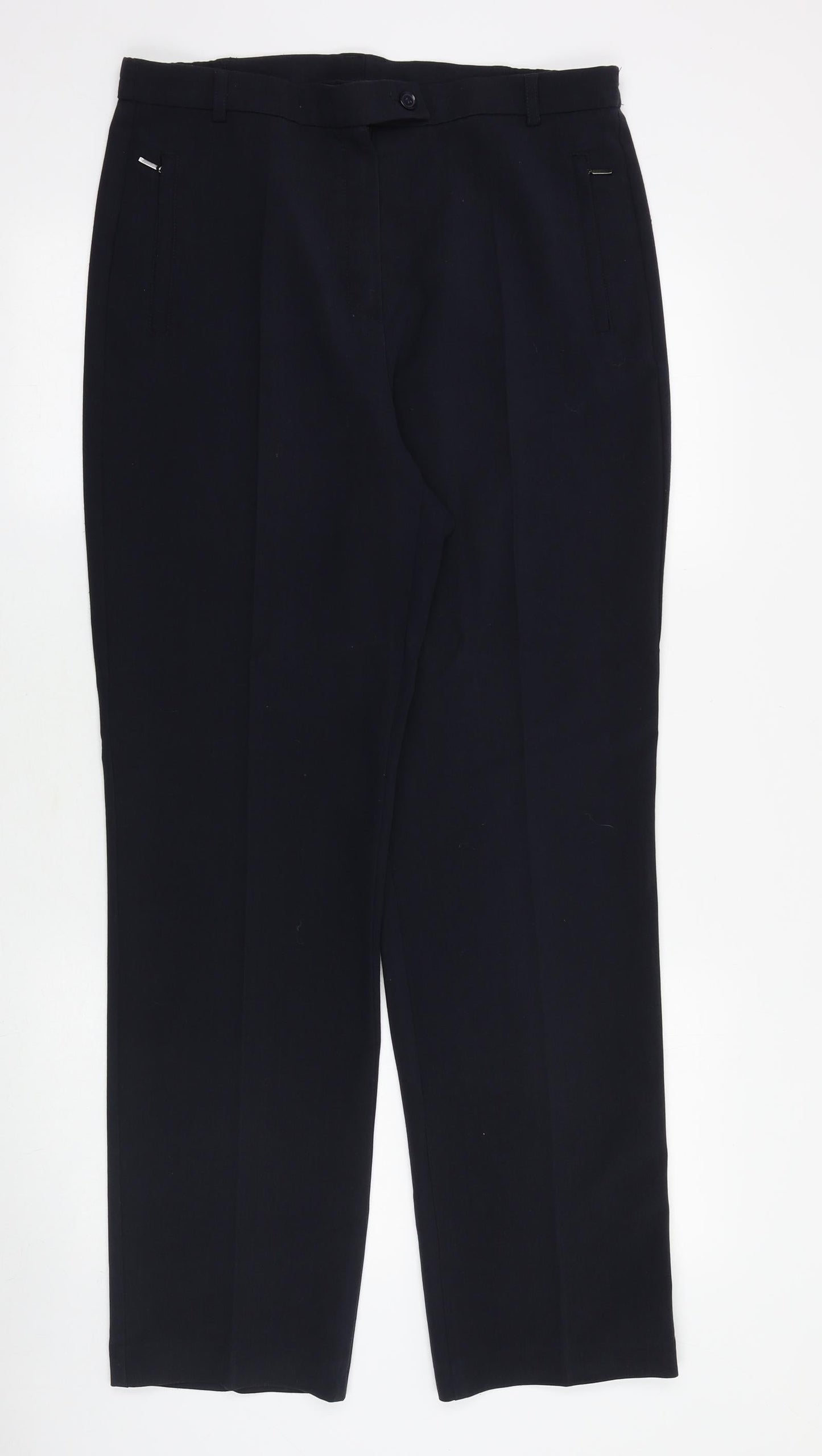 Marks and Spencer Womens Blue Polyester Trousers Size 32 in Regular Zip