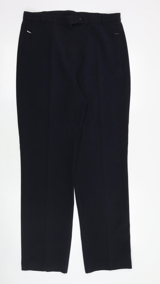 Marks and Spencer Womens Blue Polyester Trousers Size 32 in Regular Zip
